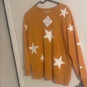 Zenana Outfitters Orange Star Sweater